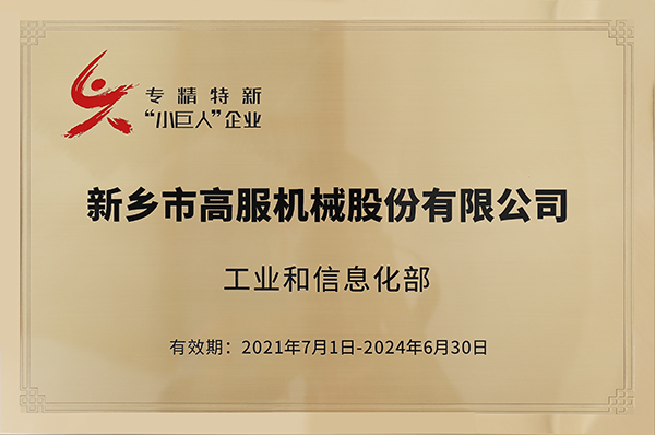 2020年，入選“國家級專精特新小巨人”企業(yè)